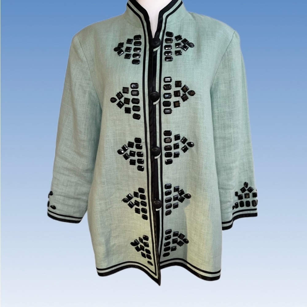 Linea by Louis Dell'Olio Black and light Green blazer size L